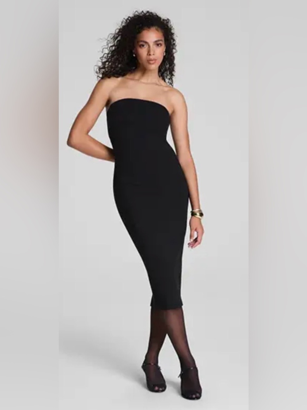 SPANX Strapless Ponte Midi Dress Classic Black NWT size Small